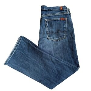 7 For All Mankind Women Bootcut Jeans Medium Wash Blue Stretch Size 31